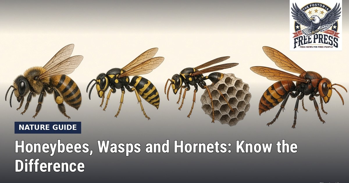 Fostoria News: Illustration, with headline: Honeybees, Wasps and Hornets: Know the Difference